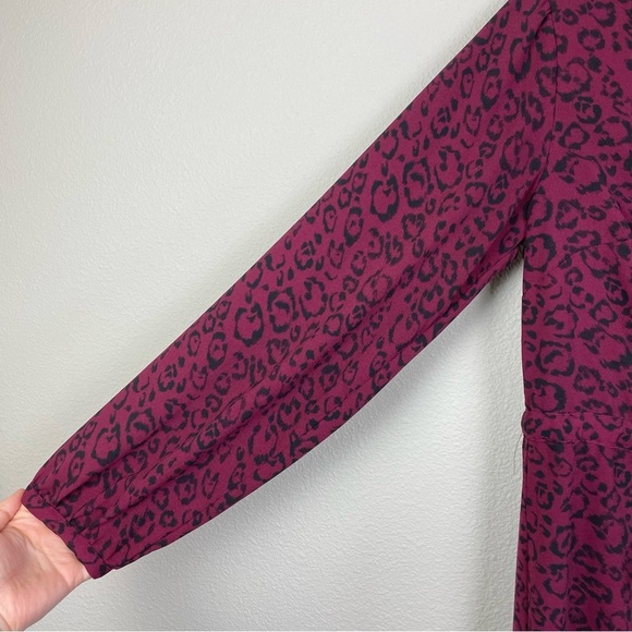 A New Day Women's Medium Long Sleeve Shirt Dress Animal Print Red Office Career - Picture 4 of 15